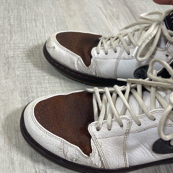 Nike Air Jordan Retro 1 High Strap Size 9 White/ MADERIA GINGER 2009 - Picture 11 of 13